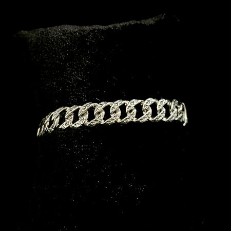 Classic Cuffed Chain 92.5 Sterling Silver Bracelet For Men